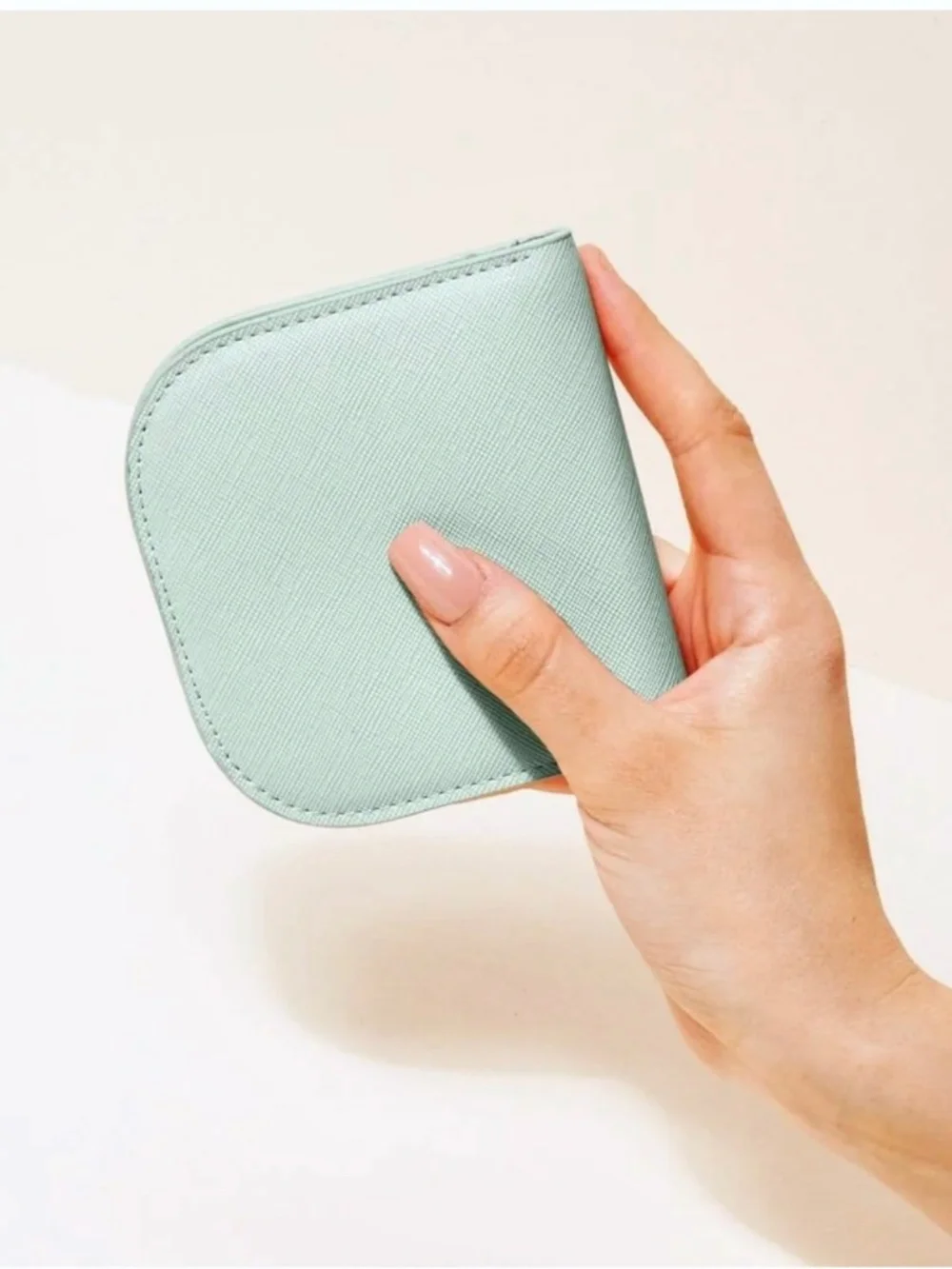 Poketo Vegan Saffiano Leather Dome Wallet In Mint - Picture 3 of 10